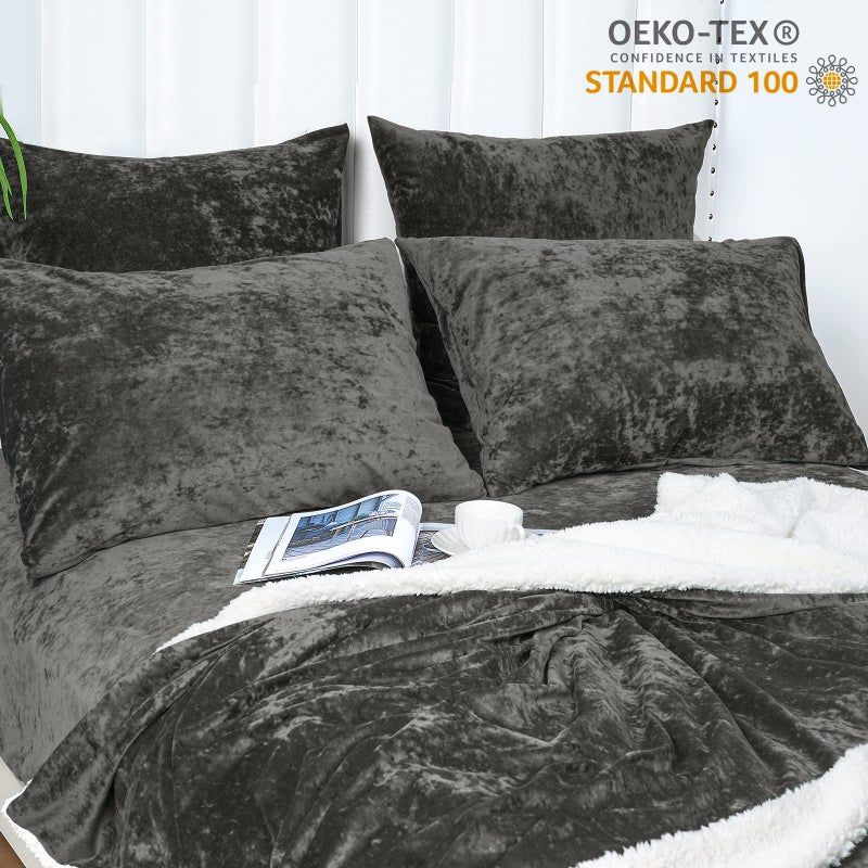 بي أتش إف PHF True Velvet Plowscases Size Size 2 Pack Soft Loving Bradient Pillow Covers مع إغلاق المغلف الفاخرة الحالات الزخرفية المريحة 20 "× 26" "الفحم/الرمادي الداكن - Image 3