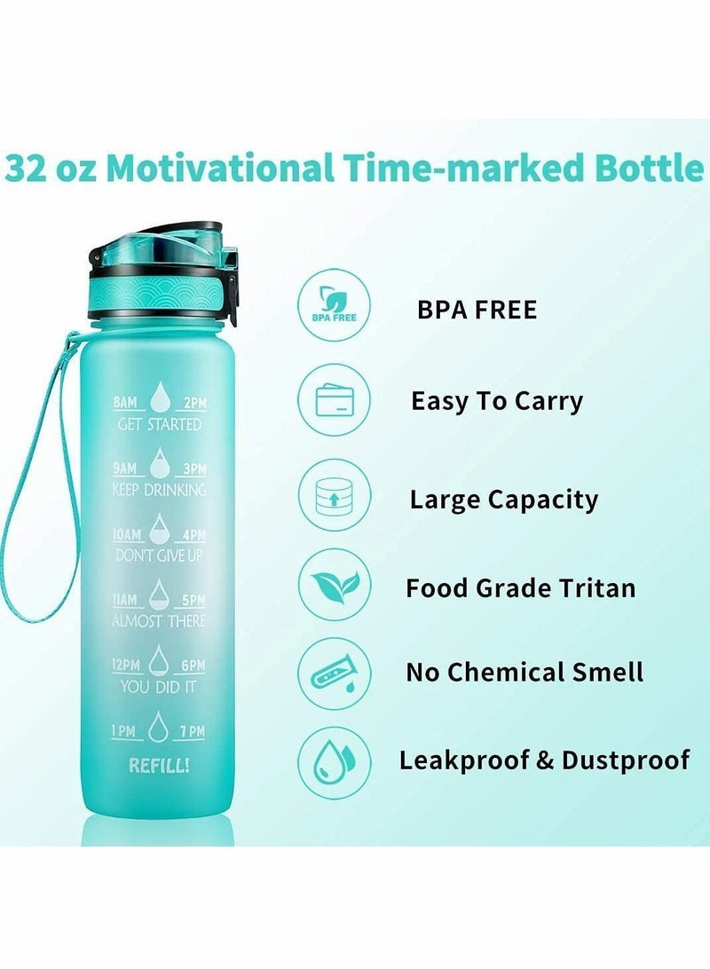Y&D 32oz Leakproof Tritran BPA Free Water Bottle with Motivational Time Marker to Ensure You Drink Enough Daily for Fitness, Gym and Outdoor Sports（With water bottle brush） - Image 4