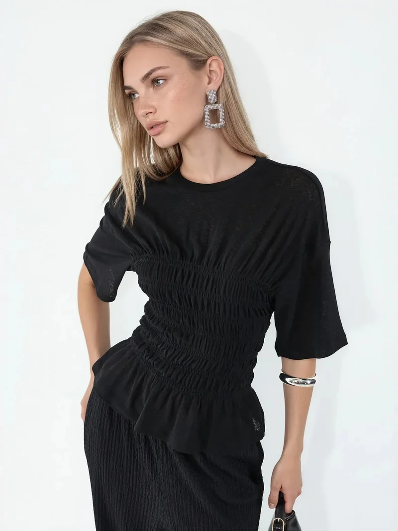 Busem BUSEM Women’s Solid Crepe Frill Blouse