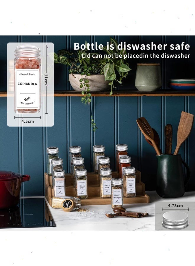 يواوليتي طقم بهارات,علب بهارات زجاج، 24 علب بهارات التوابل الزجاجية مع أغطية معدنية، ملصقات، أغطية شاكر، قمع قابل للطي، قلم طباشير، منظم توابل لرف التوابل - Image 5