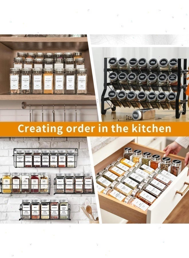 Yoawllty Spice Jars, 24 Pcs Glass Spice Jars with Metal Caps, Labels, Shaker Lids, Collapsible Funnel, Chalk Pen, Seasoning Organizer for Spice Rack - Image 2