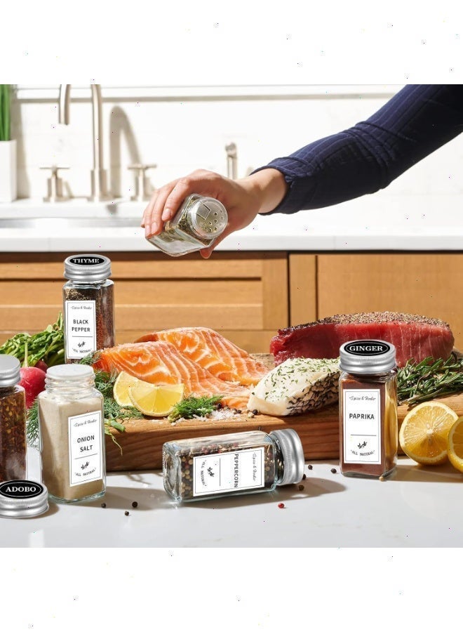 Yoawllty Spice Jars, 24 Pcs Glass Spice Jars with Metal Caps, Labels, Shaker Lids, Collapsible Funnel, Chalk Pen, Seasoning Organizer for Spice Rack - Image 5
