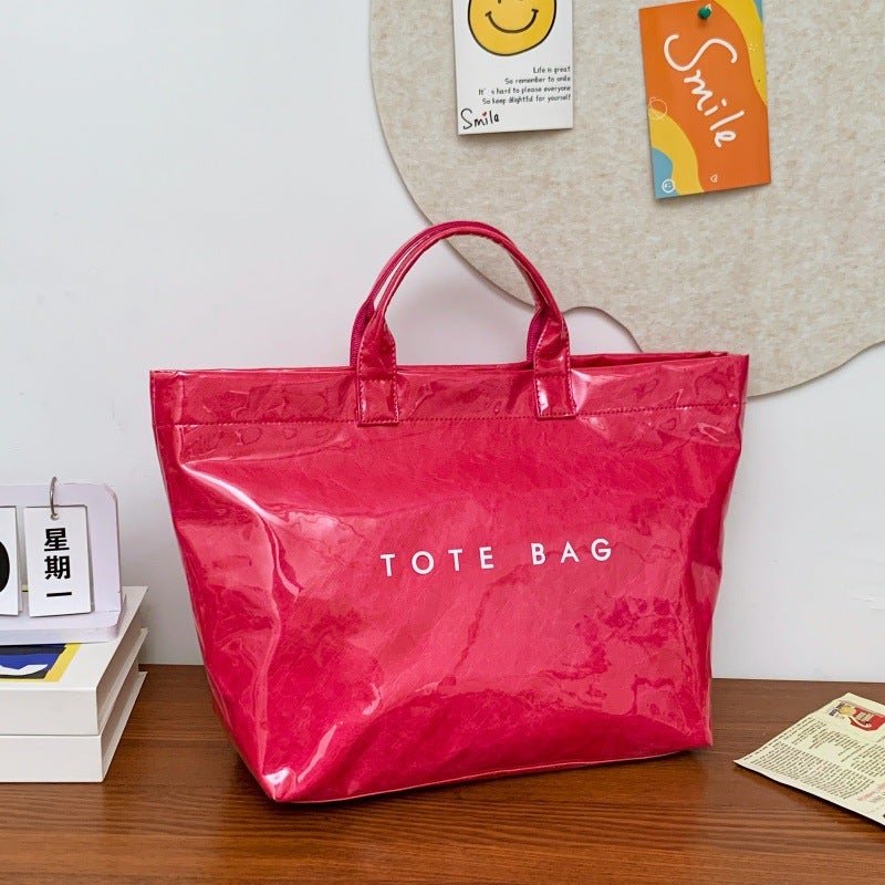 Fashion Large Capacity Dupont Paper Bag Women'S Tide Commuter Kraft Paper Handbag Shopping Bag - Image 1
