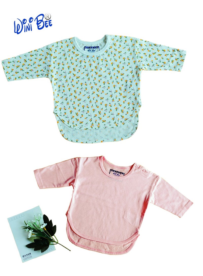 WiNi BEE Baby girl Clothes 2-Pack Tops Long sleeve baby Tee girls T-shirt Newborn Floral Printed 0-24 Months - Image 1
