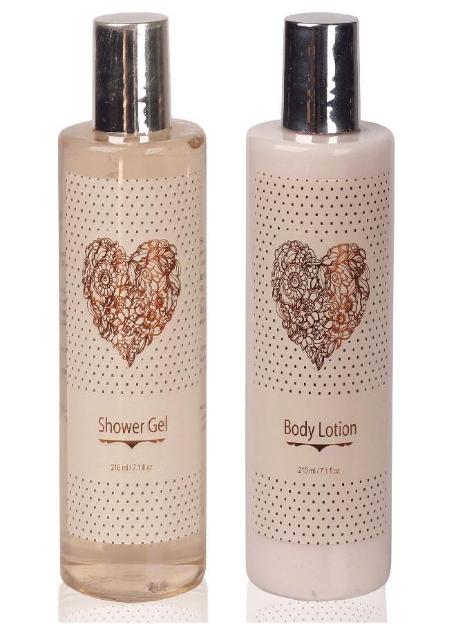 Lovestee Spa Gift Basket - Bath and Body Set with Vanilla Fragrance by Lovestee - Bath Gift Basket Includes Shower Gel, Body Lotion, Hand Lotion, Bath Salt, Eva Sponge and a Bath Puff  - Image 1