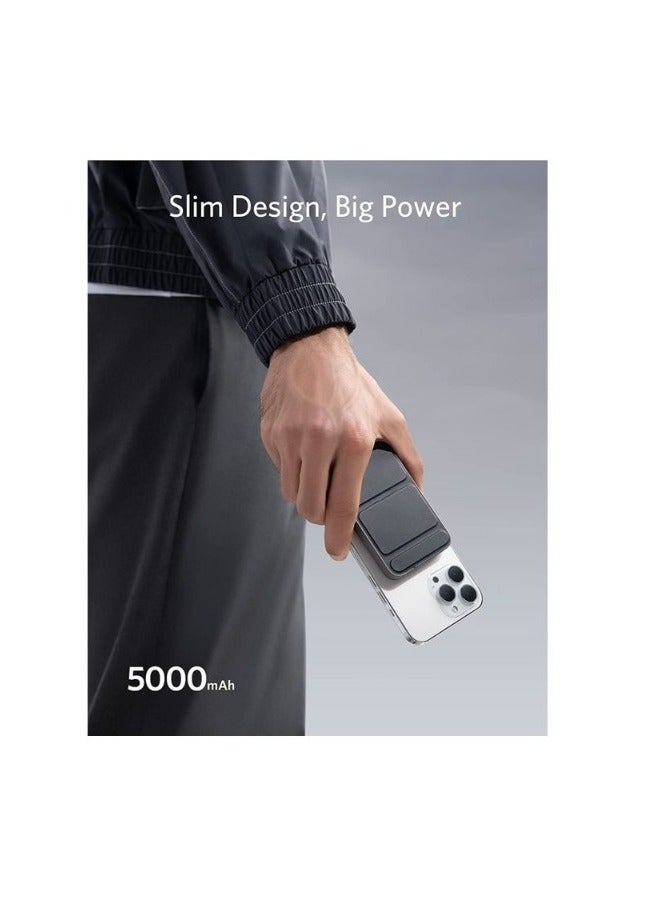 ريبنيو بطارية مغناطيسية 622 (MagGo)، شاحن محمول لاسلكي مغناطيسي قابل للطي بقدرة 5000 مللي أمبير في الساعة ومنفذ USB-C للهواتف الذكية - Image 5