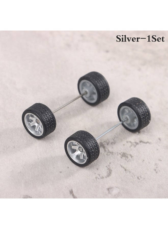 Hot Sale 1:64 Basic Alloy Car Model Modified Wheel Hub Remote Control Car Modified Rubber Tire-Color:Silver Six Frames  - Image 1