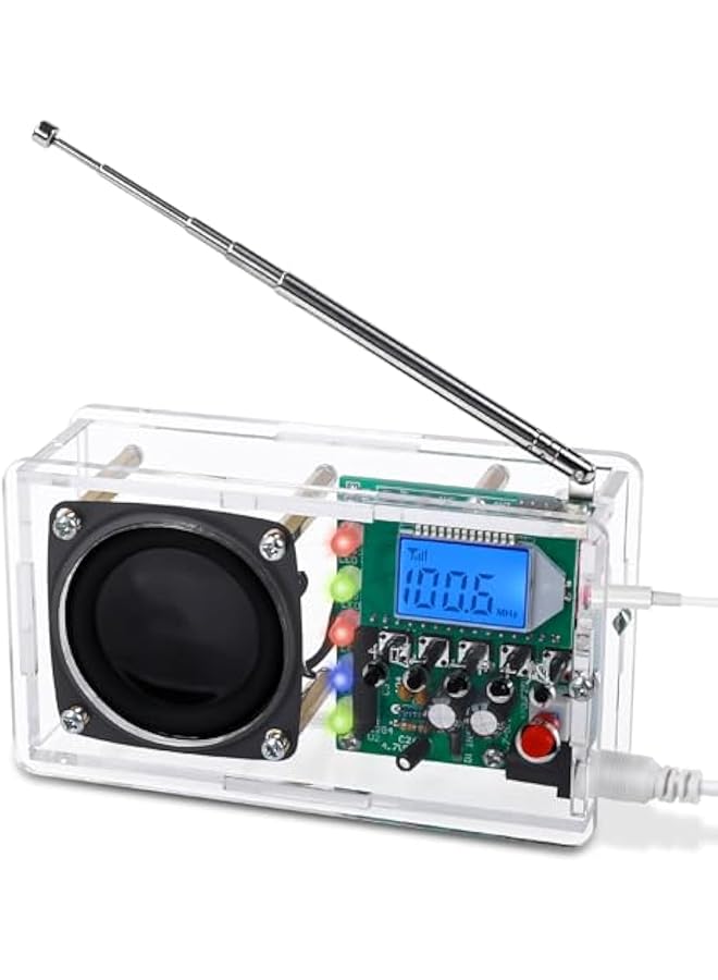 erorex Soldering Project Radio Fm Radio Kit Radio Assembly Kit With Led Flashing Light Diy Radio Kit With Headphone Jack Lcd Display Soldering Practice Kit Fm 76 108Mhz Learning Teaching Stem Education  - Image 1