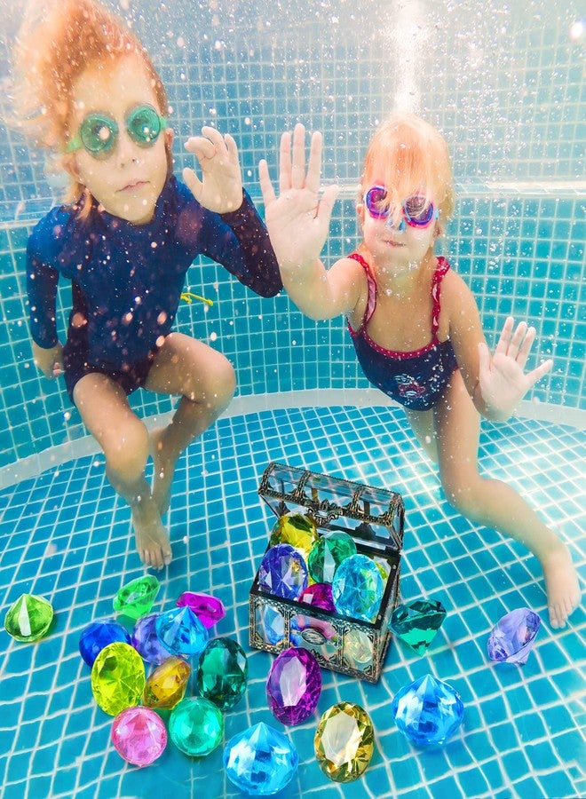 DISHIO Diving Gem Pool Toy 10PCS DISHIO Big Colorful Diamond Diving Toy with Treasure Box Chest Pirate Pool Toys for Kids Toddlers Underwater Sinking Dive Gemstone for Swimming Bath Birthday Party Decoration - Image 3