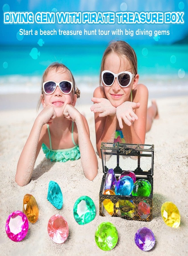DISHIO Diving Gem Pool Toy 10PCS DISHIO Big Colorful Diamond Diving Toy with Treasure Box Chest Pirate Pool Toys for Kids Toddlers Underwater Sinking Dive Gemstone for Swimming Bath Birthday Party Decoration - Image 5