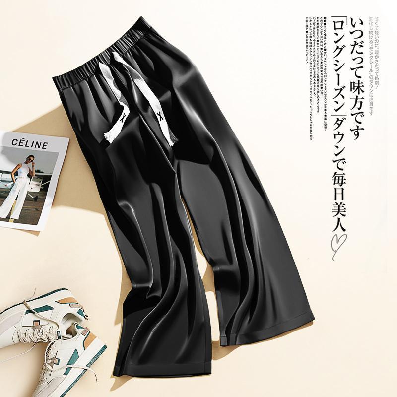 Acetate Ice Silk Pants Men'S And Women'S Casual Loose Draping Satin Wide-Leg Mopping Pants For Summer Plus Size - Image 3