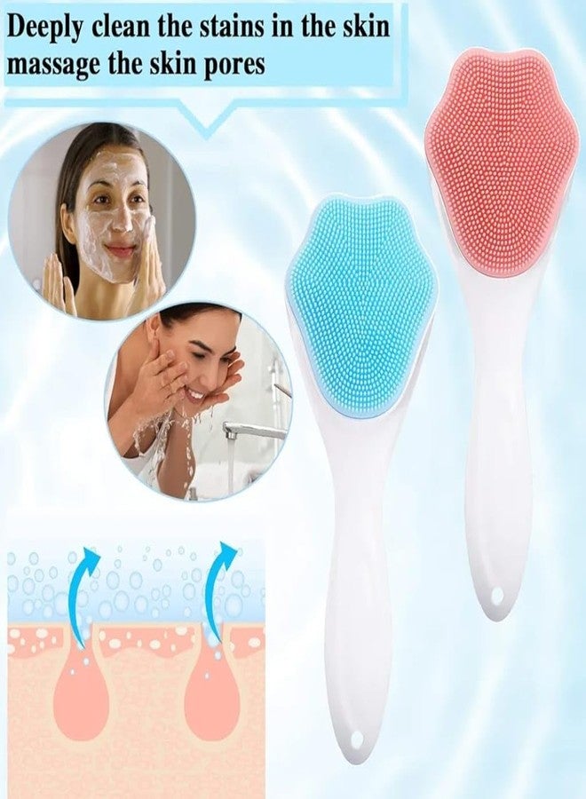 LA VENUST فرشاة تقشير الجسم - فرشاة تقشير ناعمة من السيليكون للاستحمام لتنظيف البشرة بعمق، مقبض مريح، أزرق وأبيض (متعدد الألوان) - Image 3