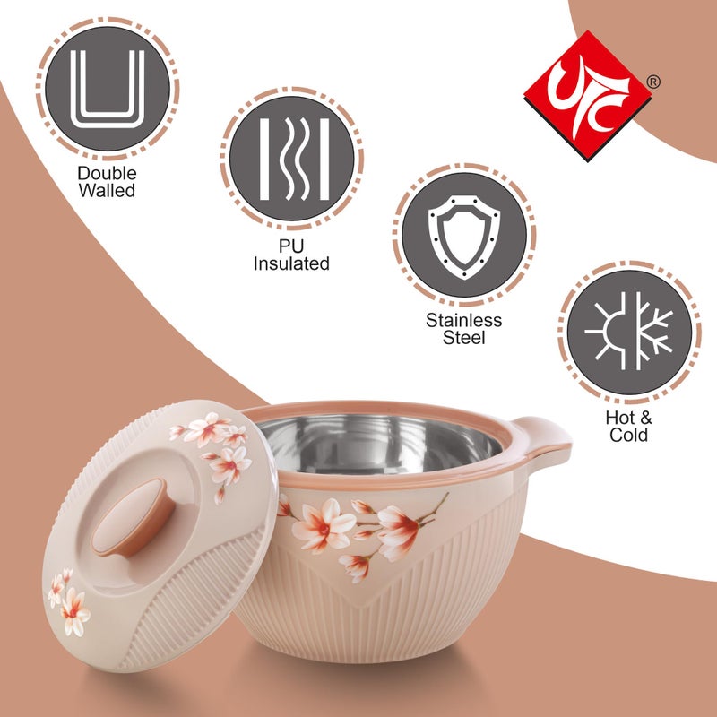 UTC Stylo 3 Pcs Casserole Set (900ml, 1200ml, 2100ml), Cream | BPA Free | Food Grade | PU Insulated | Hot & Cold - Image 4