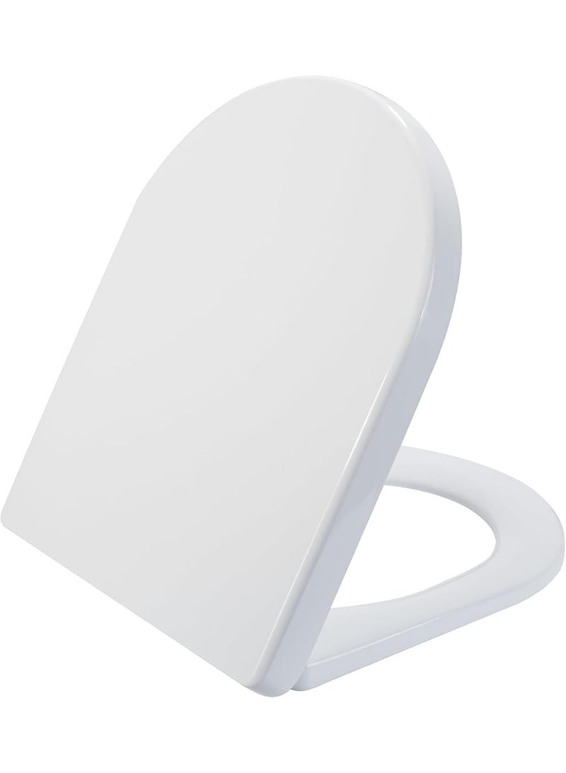 Soft Close Quick Release Toilet Seat (D/U Shape) – Heavy Duty Adjustable Stainless Hinges, White Elongated Toilet Lid with Easy Cleaning & Top Fixing - Image 1