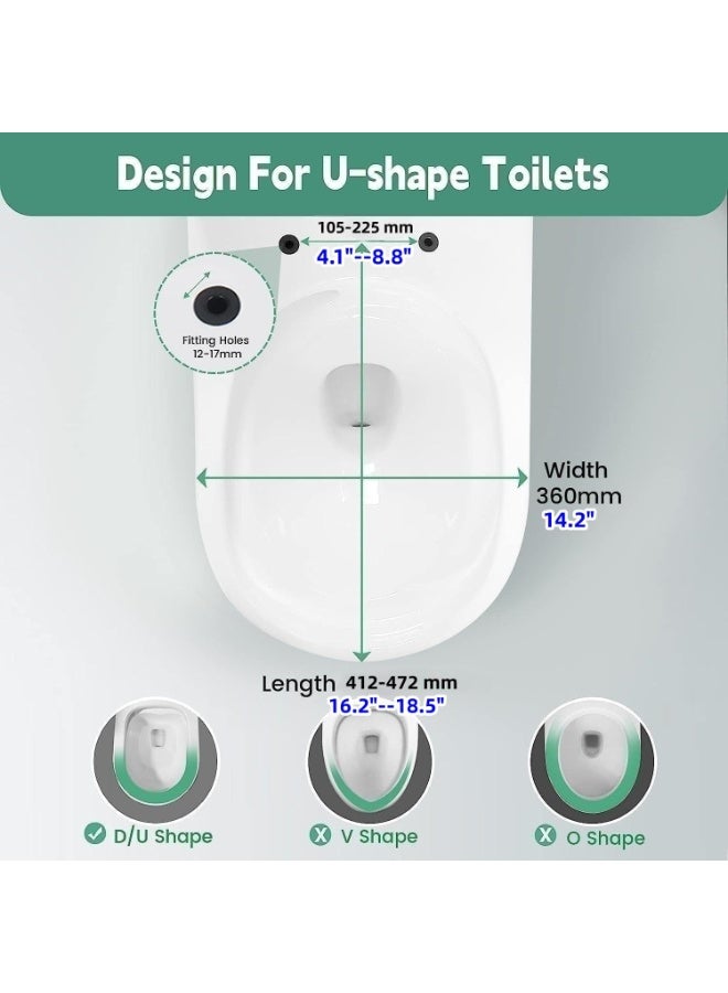 Soft Close Quick Release Toilet Seat (D/U Shape) – Heavy Duty Adjustable Stainless Hinges, White Elongated Toilet Lid with Easy Cleaning & Top Fixing - Image 3