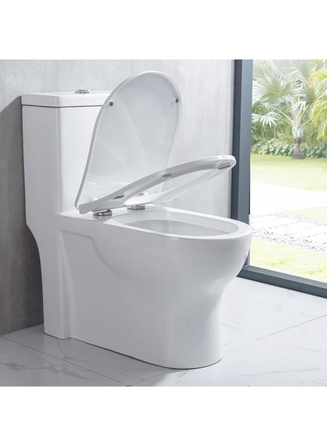 Soft Close Quick Release Toilet Seat (D/U Shape) – Heavy Duty Adjustable Stainless Hinges, White Elongated Toilet Lid with Easy Cleaning & Top Fixing - Image 2