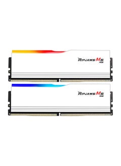 RIPJAWS مجموعة ذاكرة سطح المكتب ثنائية القناة DDR5 Ripjaws M5 RGB سعة 32 جيجابايت (2x16 جيجابايت) من G.Skill، سرعة ذاكرة 6400 MT/s، زمن انتقال CL 36 CAS، Intel XMP 3.0، 1.35 فولت، 288 دبوس، أبيض | F5-6400J3648F16GX2-RM5RW  - Image 1