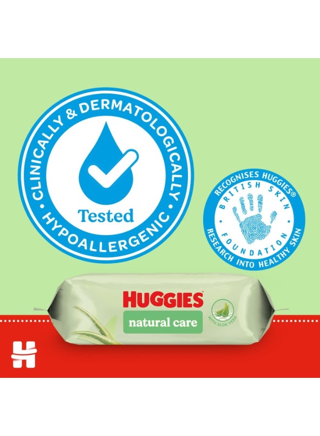 Huggies Natural Care Baby Wipes -  (48 Wipes) – Plastic Free Wet Wipes with Aloe Vera & Vitamin E, Hypoallergenic, Comfort and Soothe Baby's Delicate Skin - Image 2