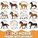 KarberDark 12 Pack Plastic Horse Toys Set with Educational Booklet and Gift Box Realistic Horse Figurines for Toddler 13 Pony Party Decoration Cake Topper Birthday Holiday for Boy Girl Kid - Image 4