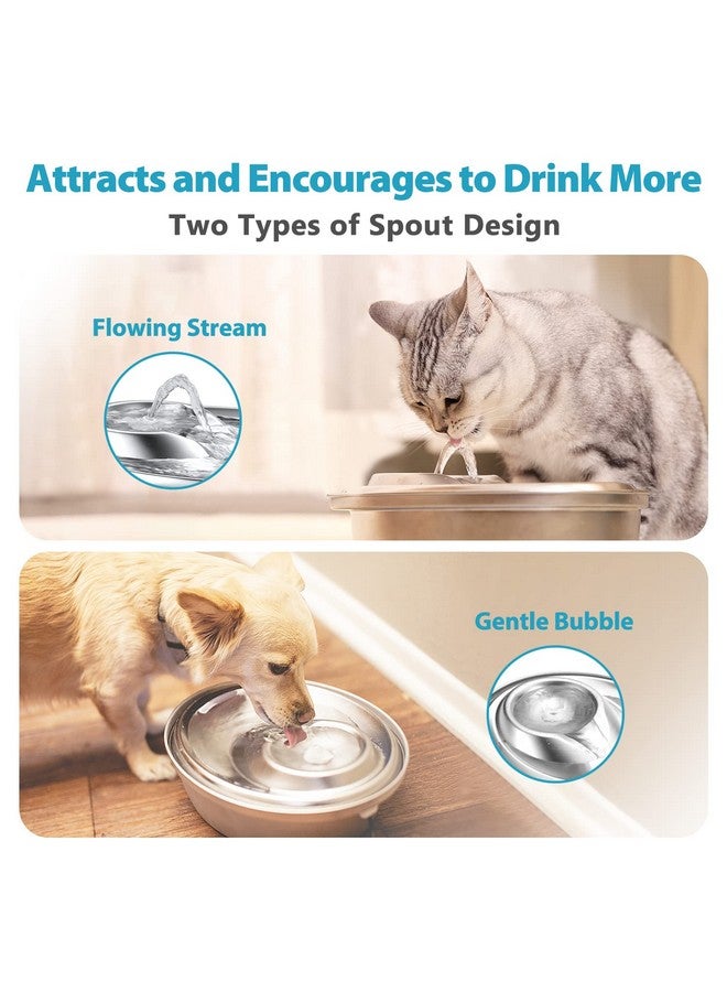 Orsda Cat Water Fountain Stainless Steel, 2L Pet Fountain For Cats Inside, Dog Water Dispenser, Automatic Cat Drinking Fountains With 6 Replacement Filters For Cats, Small Dogs - Image 3