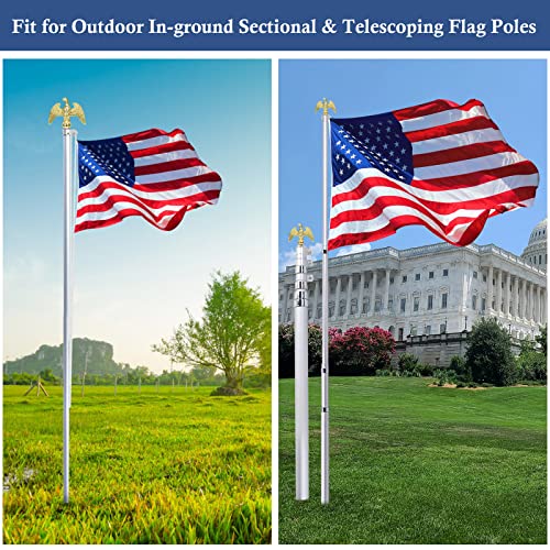 NQ Gold Flag Pole Eagle Topper Ornament, Aluminum Alloy Eagle Finial for 20'/25'/30' Telescopic/Sectional Flagpole（Gold,7inch） - Image 2
