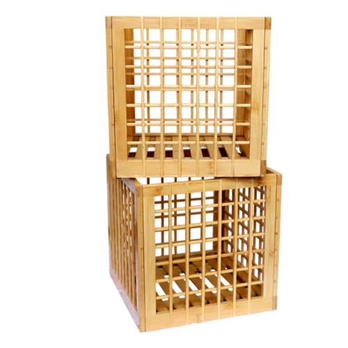altCooking Hub Bamboo Storage Bin - Multipurpose, Stackable Cube Storage Bins Perfect Fit for Cube Shelf - Stylish Lattice Design (10.5 x 10.5 x 10.5) - Image 1
