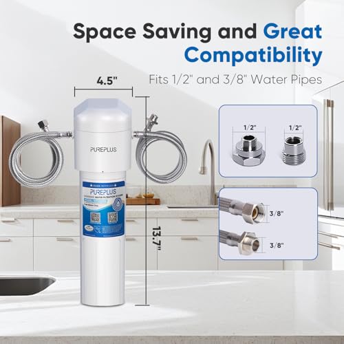 Pure Plus PUREPLUS Under Sink Water Filter System, 22000 Gallons, 99.99% Chlorine Reduction, NSF/ANSI 42 Certified,Removes Heavy Metals,Chlorine, Direct Connect Under Counter Water Filtration System - Image 5