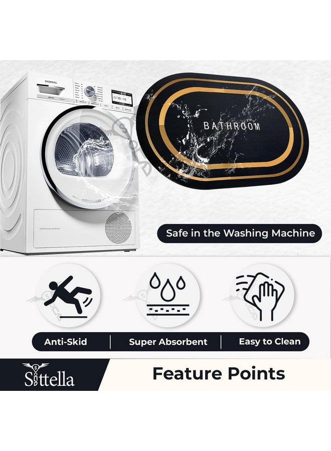 SITTELLA Rubber 2 Pieces (3.5Mm) Anti-Skid Water Soaking Bathroom Print Door Oval Mat, Water Absorbent Mat (40X60Cm) Black - Image 5