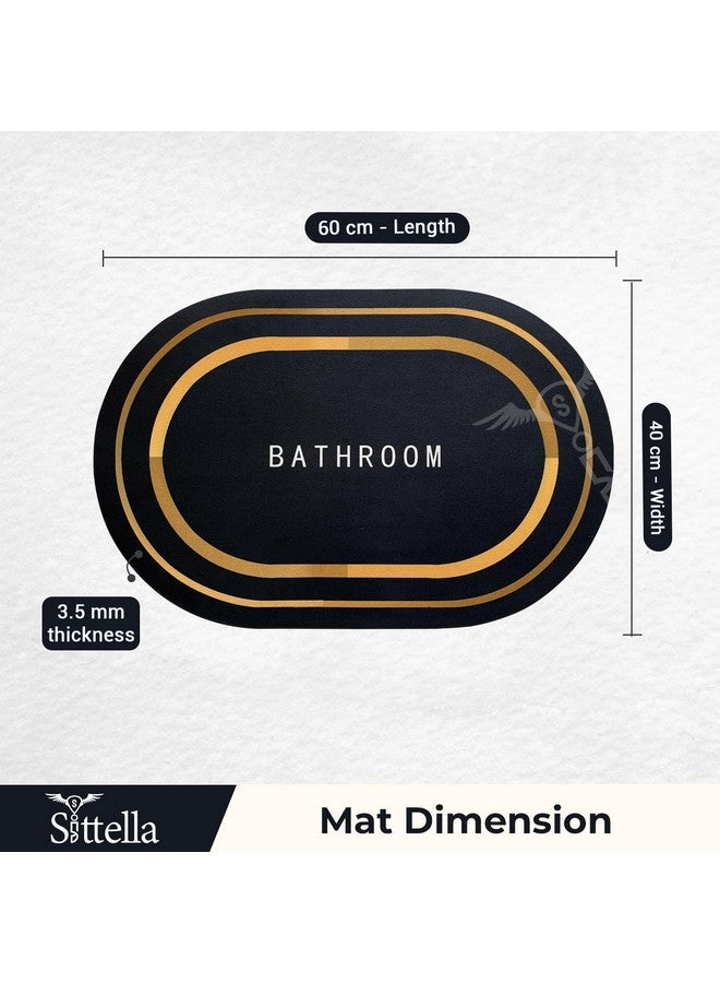 SITTELLA Rubber 2 Pieces (3.5Mm) Anti-Skid Water Soaking Bathroom Print Door Oval Mat, Water Absorbent Mat (40X60Cm) Black - Image 2