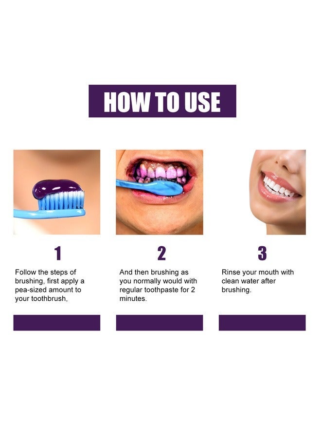 EELHOE ﻿ Purple Corrector 50ml, Toothpaste for Teeth Whitening, Yellow Teeth Cleaning, Colour Corrector and Effective Stains Removal, Oral Hygiene Care and Health - Image 3