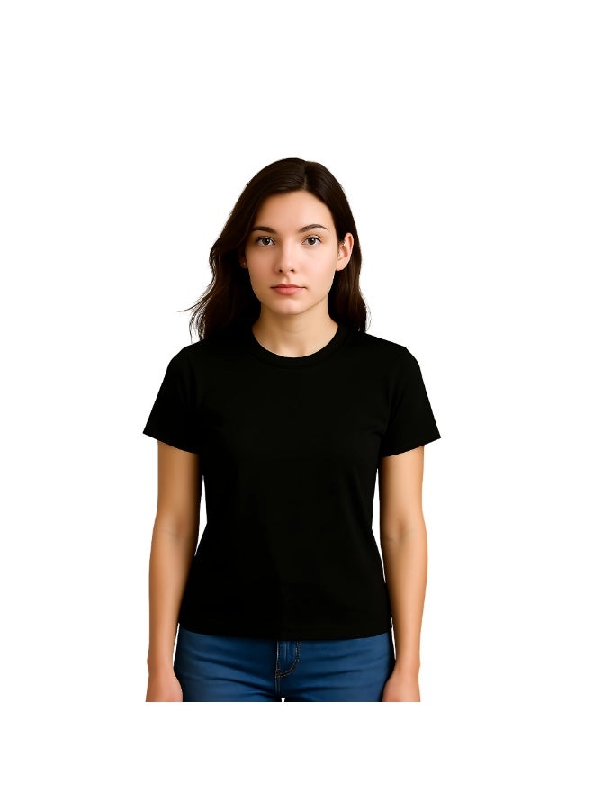 PRINTSHOP4ME Adult Round Neck Combed Women's T Shirt 190 GSM Pure Cotton Basic Colors - Image 1