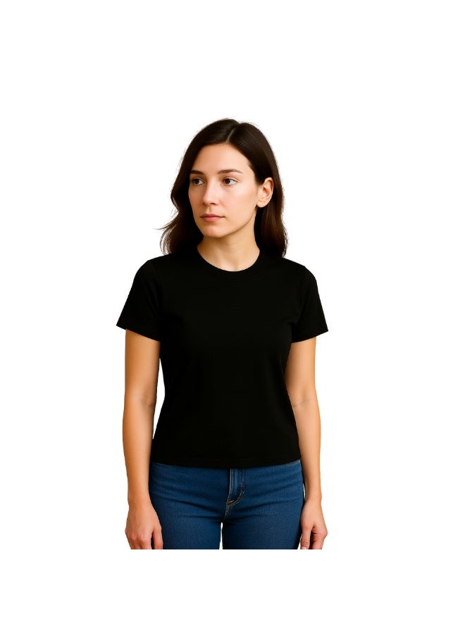 PRINTSHOP4ME Adult Round Neck Combed Women's T Shirt 190 GSM Pure Cotton Basic Colors - Image 2