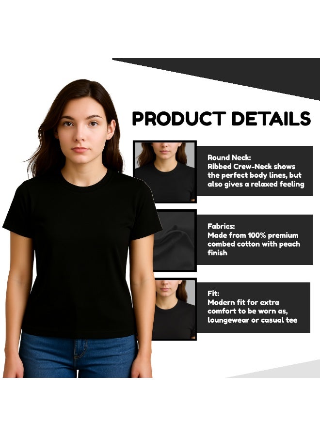 PRINTSHOP4ME Adult Round Neck Combed Women's T Shirt 190 GSM Pure Cotton Basic Colors - Image 3