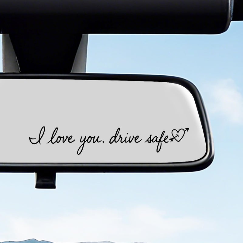 CRASHOT 4 Pcs I Love You Drive Safe Mirror Sticker Car Rearview Decals Safety Reminder Auto Mirror Accessories Exterior Interior Decal for Women Men - Image 3