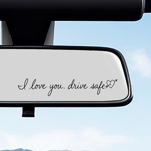 CRASHOT 4 Pcs I Love You Drive Safe Mirror Sticker Car Rearview Decals Safety Reminder Auto Mirror Accessories Exterior Interior Decal for Women Men - Image 1