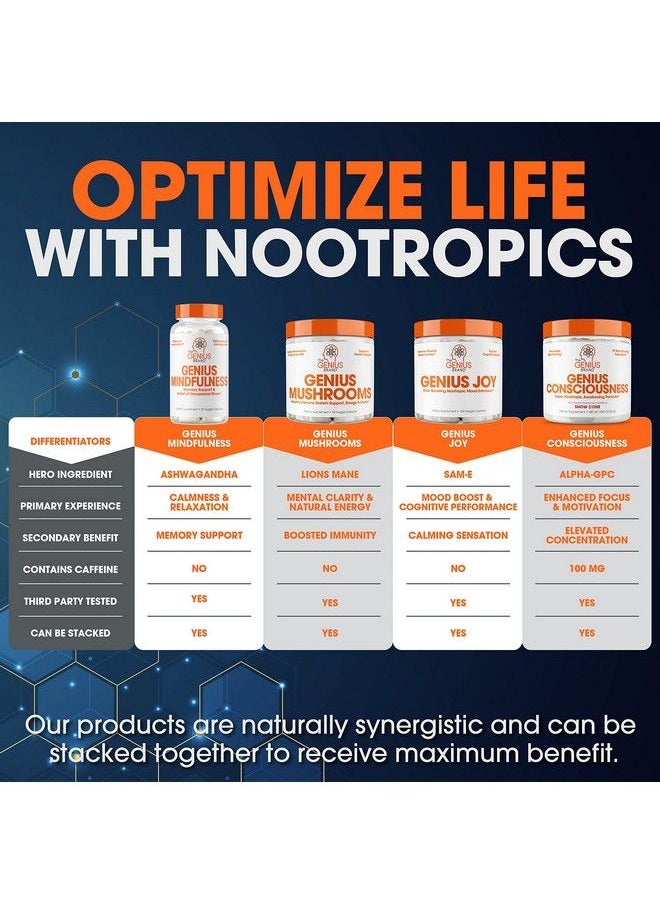 The Genius Brand - Genius Consciousness Super Nootropic Brain Supplement Powder Snow Cone Supports Focus Cognitive Function Concentration  Memory Booster Alpha Gpc  Lions Mane Mushroom For Neuro Energy - Image 1