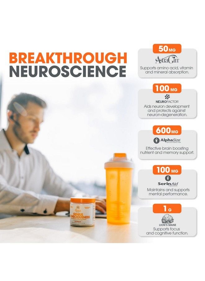 The Genius Brand - Genius Consciousness Super Nootropic Brain Supplement Powder Snow Cone Supports Focus Cognitive Function Concentration  Memory Booster Alpha Gpc  Lions Mane Mushroom For Neuro Energy - Image 1