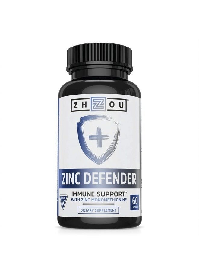 Zhou Nutrition - Zinc Defender Capsules | Immune Support with Zinc Monomethionine | Gluten Free Zinc Supplement for Immune Support | 60 Capsules - Image 1