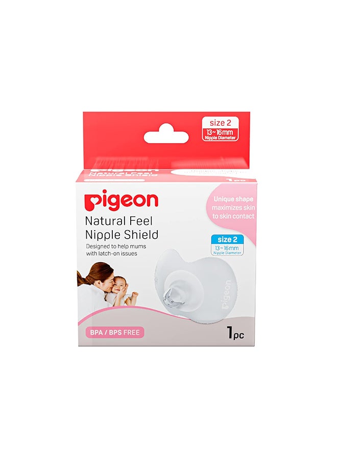 Pigeon Natural Feel Silicone Nipple Shield/Nipple Protector Size 2,with Case,Ultra Soft,Unique Unique Butterfly Shape,13-16 mm Nipple Diametre - Image 1
