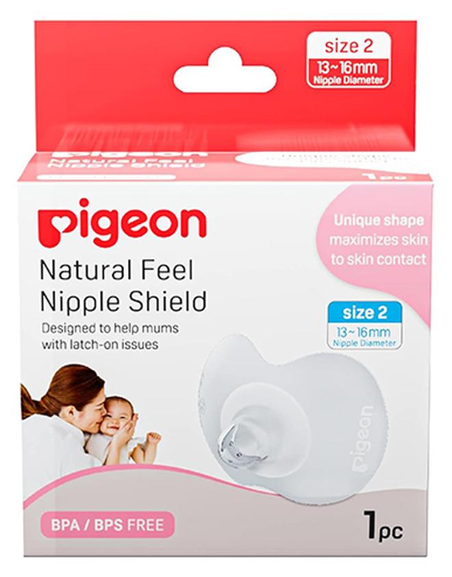 Pigeon Natural Feel Silicone Nipple Shield/Nipple Protector Size 2,with Case,Ultra Soft,Unique Unique Butterfly Shape,13-16 mm Nipple Diametre - Image 1