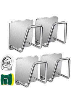 Generic Kitchen Sink Sponge Rack, 4 PCS Stainless Steel Waterproof Adhesive Sponge Holder for Kitchen Sink, Non-punching Paste Dishwasher Drain Rack, Suitable for Dishwashing Sponge and Brush Storage.  - Image 1