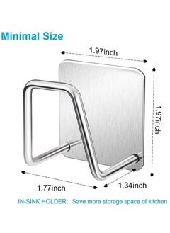 Generic Kitchen Sink Sponge Rack, 4 PCS Stainless Steel Waterproof Adhesive Sponge Holder for Kitchen Sink, Non-punching Paste Dishwasher Drain Rack, Suitable for Dishwashing Sponge and Brush Storage.  - Image 2