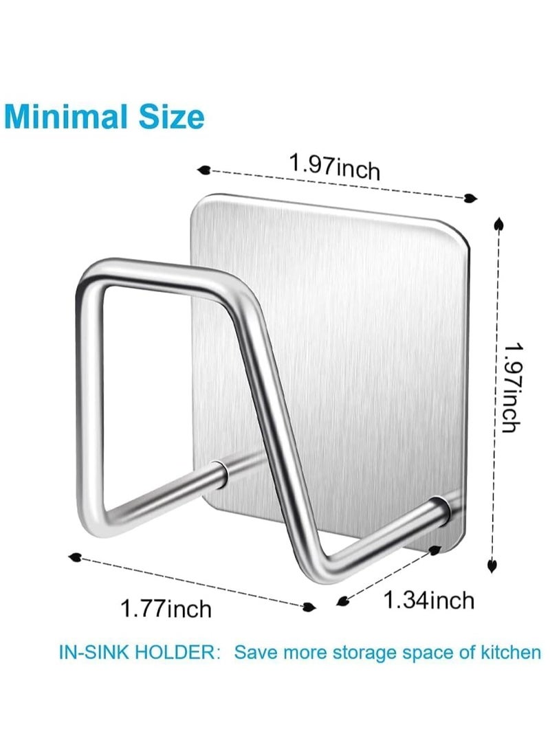 Generic Kitchen Sink Sponge Rack, 4 PCS Stainless Steel Waterproof Adhesive Sponge Holder for Kitchen Sink, Non-punching Paste Dishwasher Drain Rack, Suitable for Dishwashing Sponge and Brush Storage.  - Image 2