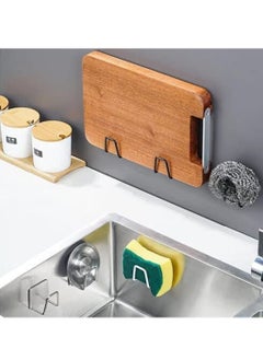 Generic Kitchen Sink Sponge Rack, 4 PCS Stainless Steel Waterproof Adhesive Sponge Holder for Kitchen Sink, Non-punching Paste Dishwasher Drain Rack, Suitable for Dishwashing Sponge and Brush Storage.  - Image 4