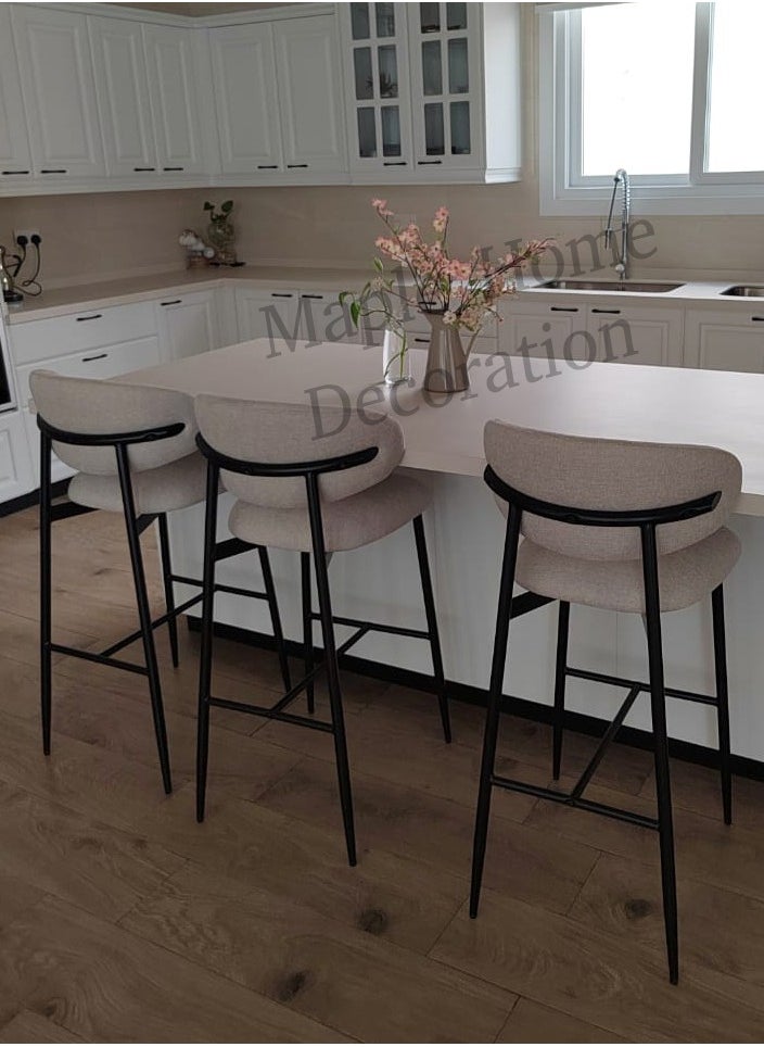 MAPLE HOME DECORATION Maple Home High Bar Chair Dining Stool Fabric Curved Backrest Metal Frame Footrest Counter Seat Comfortable living kitchen cafe Restaurant Furniture  - Image 5