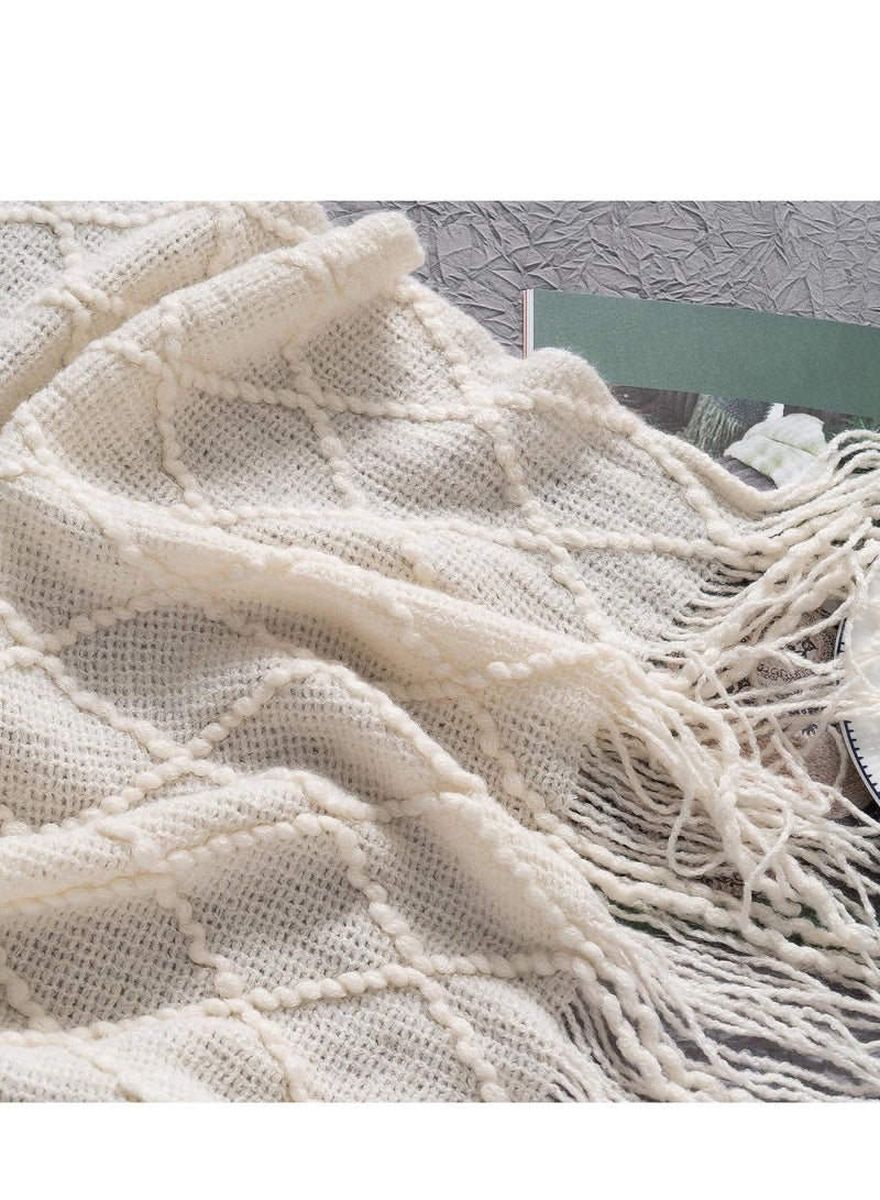 TRASSLE Knitted Throw Blankets for Couch and Bed,Soft Cozy Knit Blanket with Tassel,Lightweight Decorative Blankets and Throws,Farmhouse Warm Woven Blanket for Men and Women  - Image 4