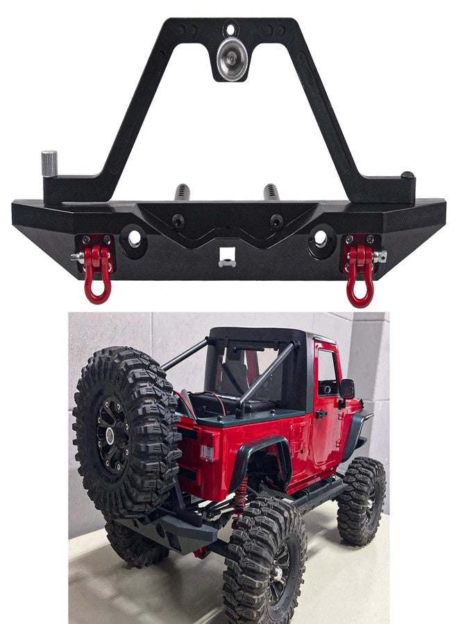 Vgoohobby Aluminum Rear Bumper with Spare Tire Carrier & Tow Hook Compatible with Axial SCX10 Jeep SCX10 II 90046 90047 TRX-4 TRX4 1/10 RC Crawler Car - Image 1
