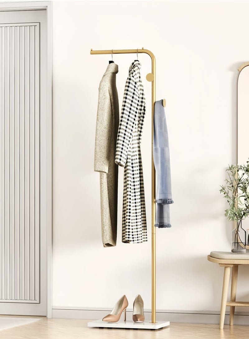 GGEROU Metal Coat Rack Freestanding,Sturdy Coat Racks Hanger Stand with Hooks and Natural Marble Heavy Base,Clothes Stand Hat Hanger Gold - Image 1