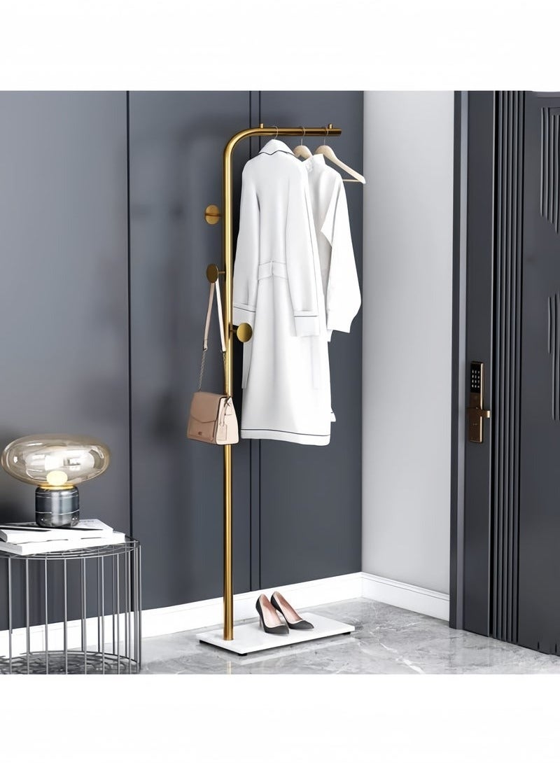 GGEROU Metal Coat Rack Freestanding,Sturdy Coat Racks Hanger Stand with Hooks and Natural Marble Heavy Base,Clothes Stand Hat Hanger Gold - Image 3