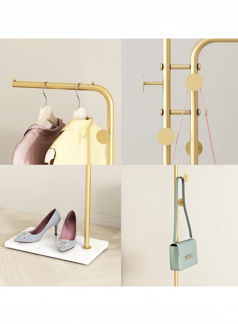 GGEROU Metal Coat Rack Freestanding,Sturdy Coat Racks Hanger Stand with Hooks and Natural Marble Heavy Base,Clothes Stand Hat Hanger Gold - Image 5